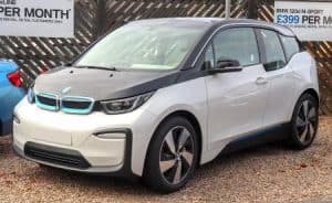 A BMW i3 on a dealer's yard, from Wikipedia.