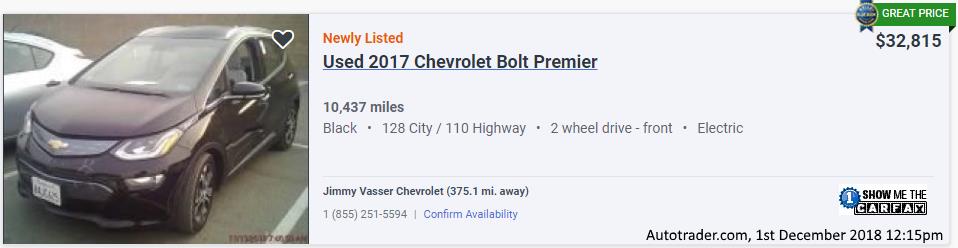 Used Chevy Bolt EV Premium, from Autotrader.com