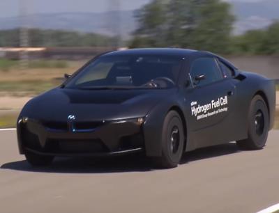 The BMW Hydrogen i8 on a race track