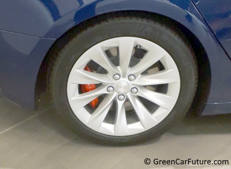 Photograph of Tesla Model S wheel and tire