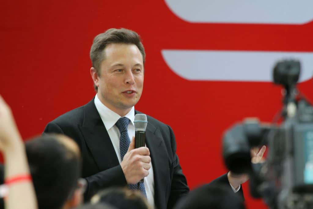 Elon Musk, CEO of Tesla Motors Inc., speaks during a delivery ceremony for Tesla Model S sedan in Beijing, China, 22 April 2014.