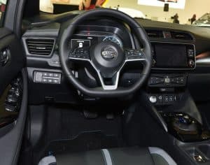 Close up of the Nissan Leaf cabin