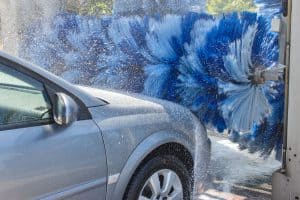 A car going through a car wash