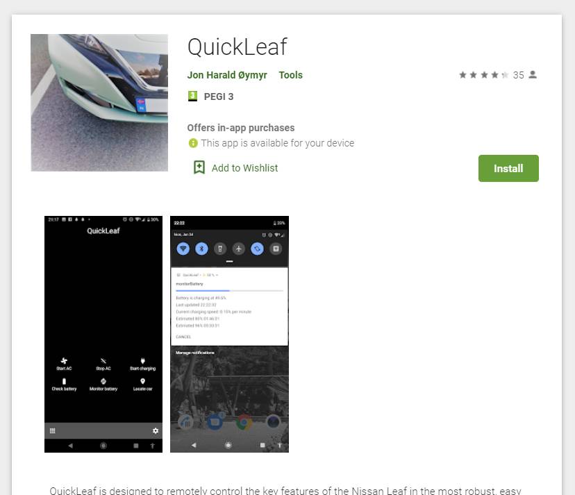 Quick Leaf app on the Google Play Store