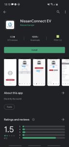The NissanConnect EV app on the Google Play store