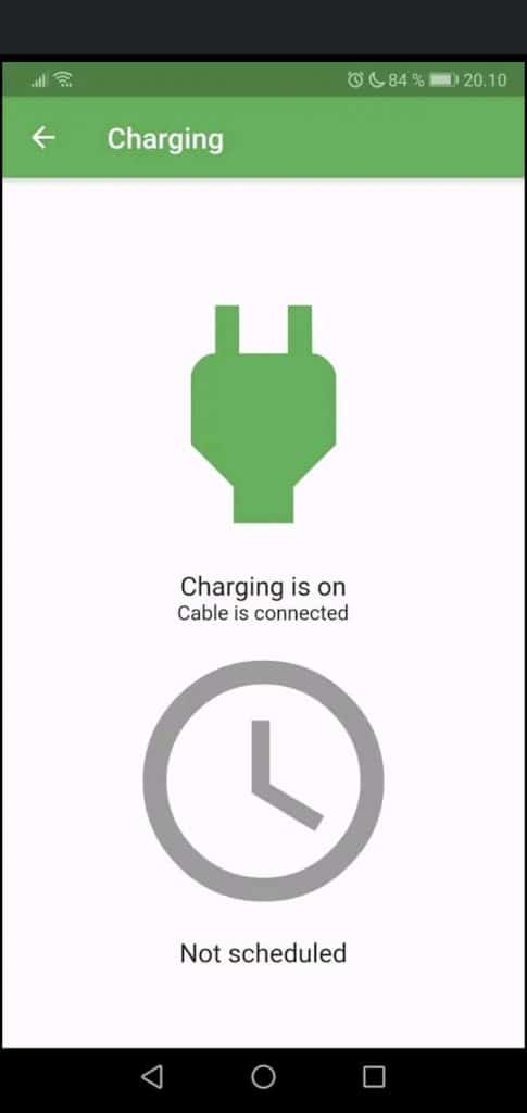 Screenshot of the My Leaf app showing the charging schedule