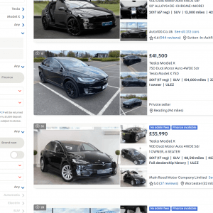 Used Tesla models on AutoTrader one with over 100000 miles