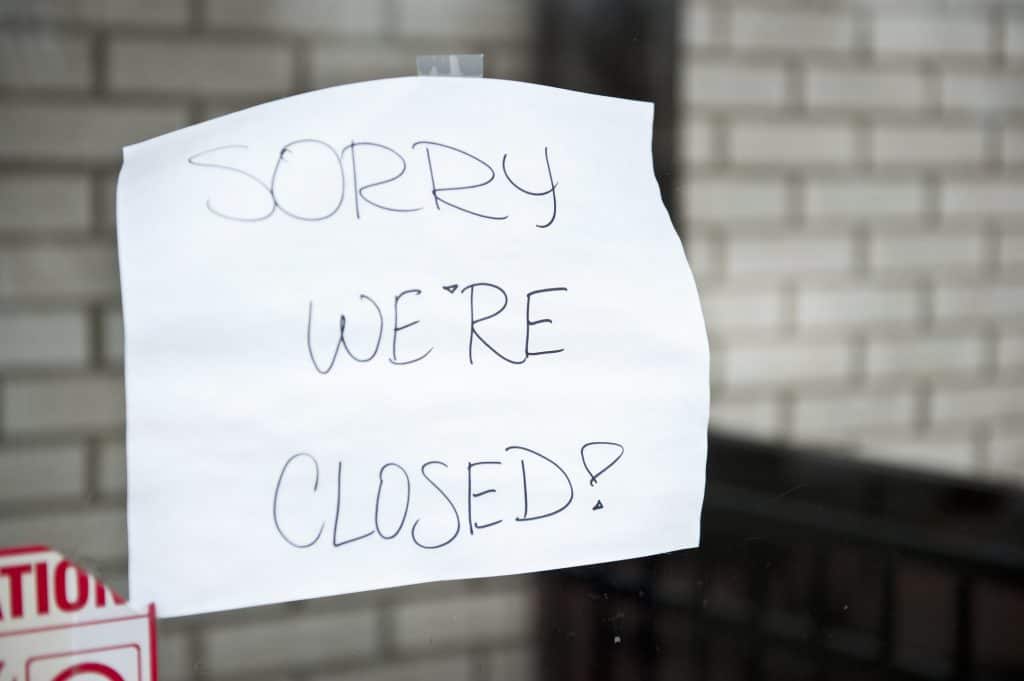 Sorry we are closed sign