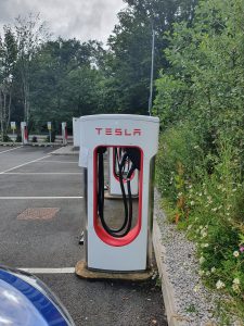 A Tesla supercharger near Cardiff Wales