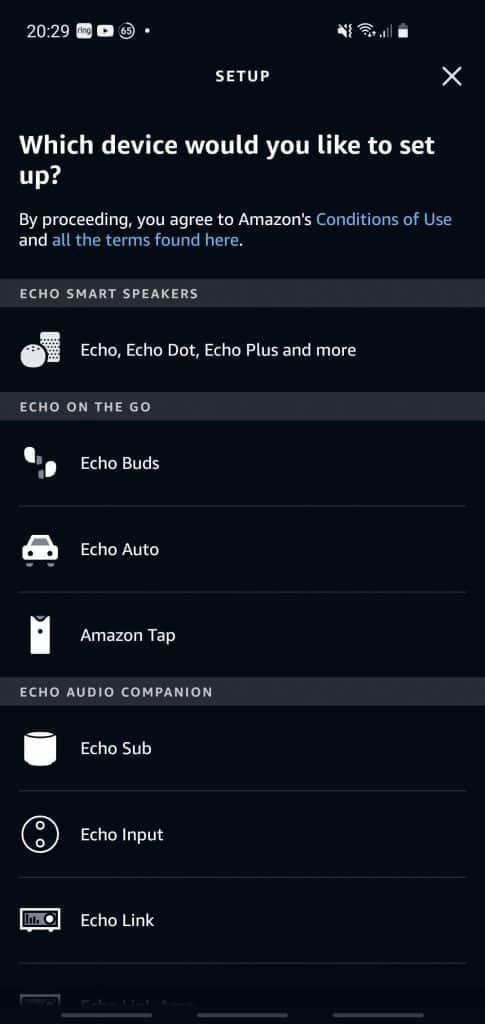 Adding the Echo Auto device within the Alexa app