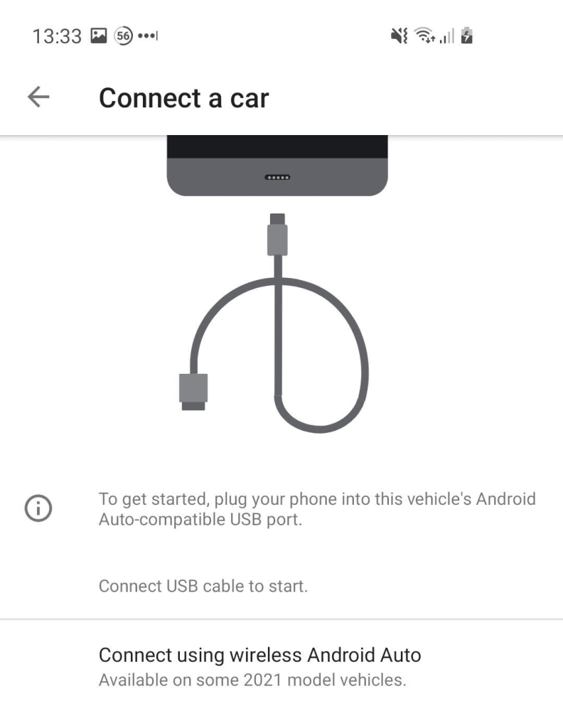 Android Auto connect to car with USB or wirelessly
