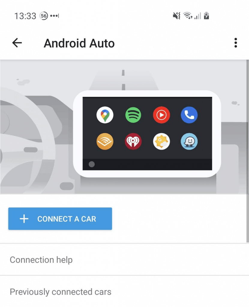 Android Auto information on an Android Samsung smartphone