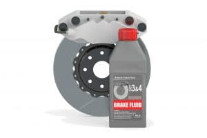 Brake fluid in front of a brake disc