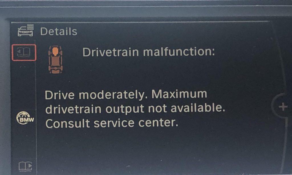 The Drivetrain Malfunction error on the BMW i3 dash