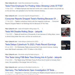 A sample of some recent Tesla related articles by Jalopnik