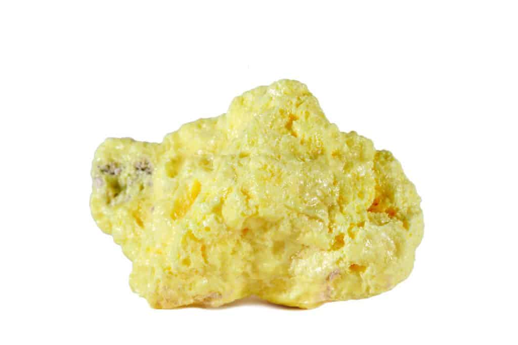 Close up view of a natural sulfur gemstone