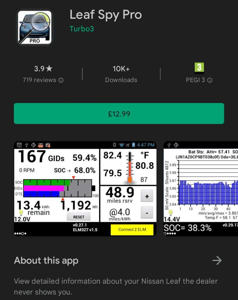The Leaf Spy Pro app on the Google Play store available for 13 pound in the UK