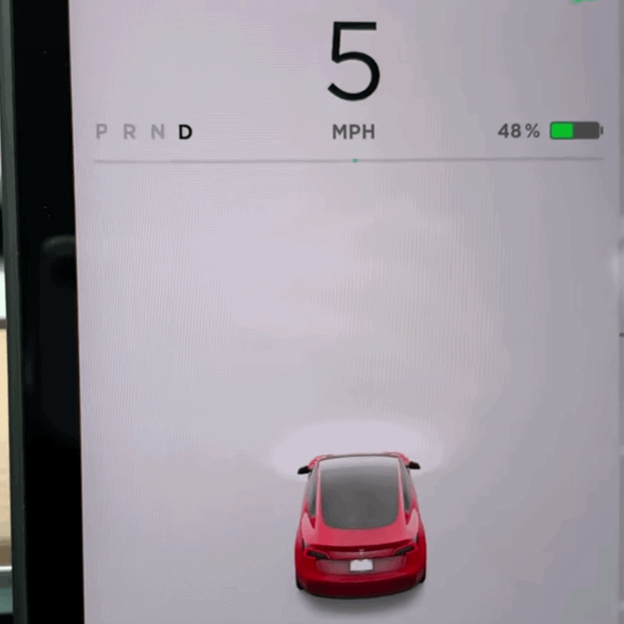 A Tesla screen with no vehicle visualizers being shown