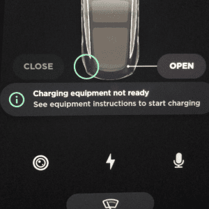 A charging equipment not ready error from Tesla