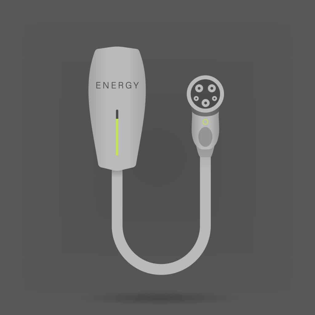 A diagram of an EVSE at home wall charger with J1772 SAE type 1 plug