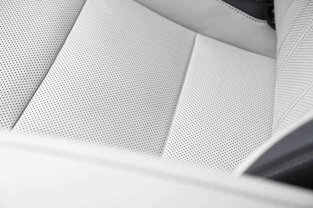 A close up of leather ventilated seats